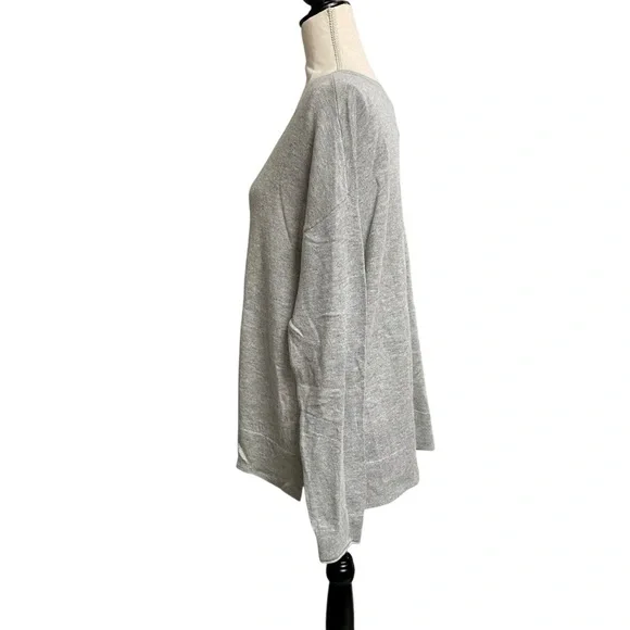 Lucky Brand Gray Cashmere Blend V-Neck Relaxed Sweater Medium - Picture 8 of 12
